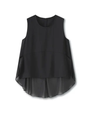 Black Irregular Round Neck Top