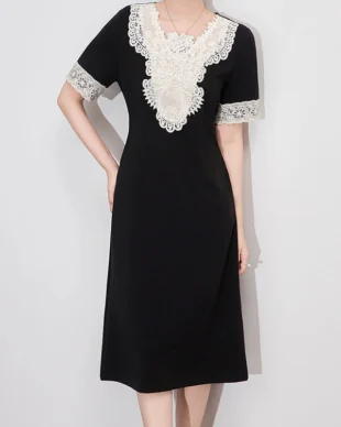 Black Stretch Lace Dress