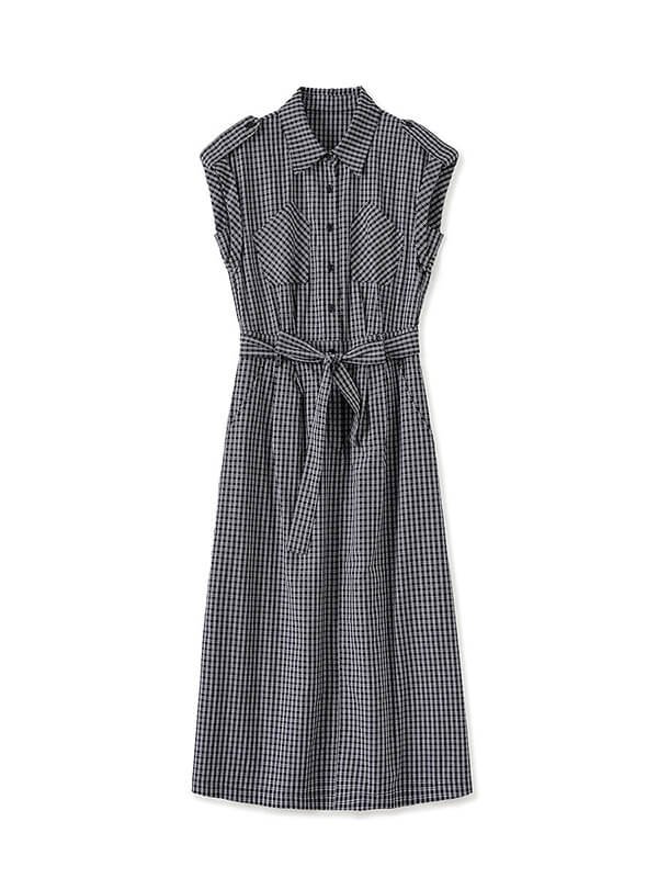 Classic V-Neck Check Dress Women - Black White Timeless Sleeveless Gingham