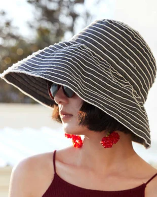 Black and white Striped Bucket Hat