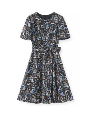 Blue Slim-Fit Floral Dress