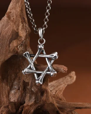 Bone Hexagram Silver Pendant