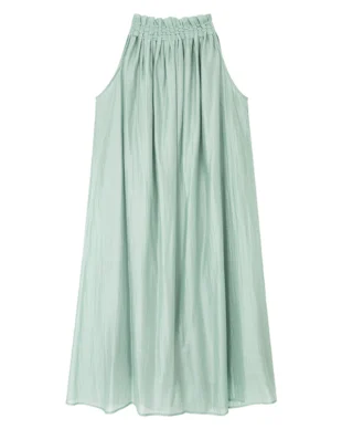 Braided Bud Collar A-line Tencel Dress