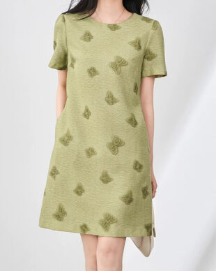 Butterfly-Embroidered Tencel-Linen Dress