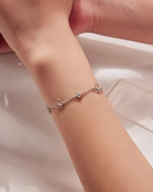 Butterfly Moissanite Bracelet in Sterling Silver