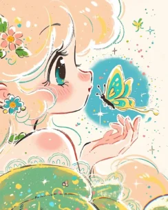 Butterfly and Maiden Perler Bead Pattern – Whimsical Fairy Fuse Bead Design 2 images