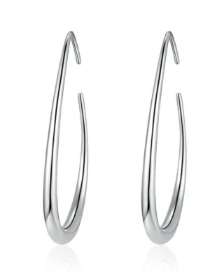 Hypoallergenic C-Shaped Ear Climber - Non-Pierced Sterling Silver Ear Hook for Sensitive Ears