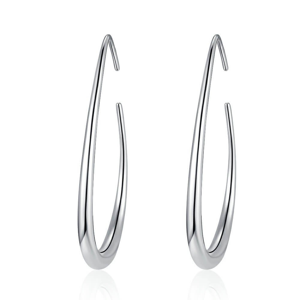 Hypoallergenic C-Shaped Ear Climber - Non-Pierced Sterling Silver Ear Hook for Sensitive Ears