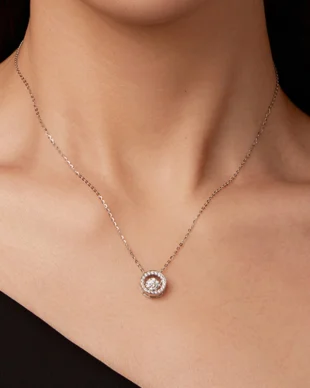 Certified Moissanite in Sterling Silver Necklace