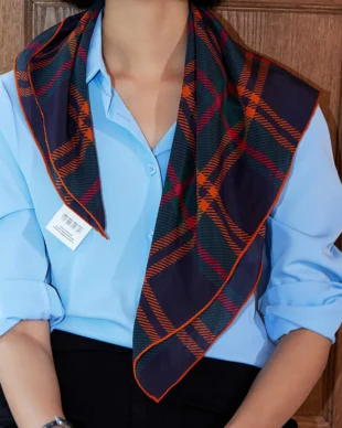 Checkered Silk Square Scarf