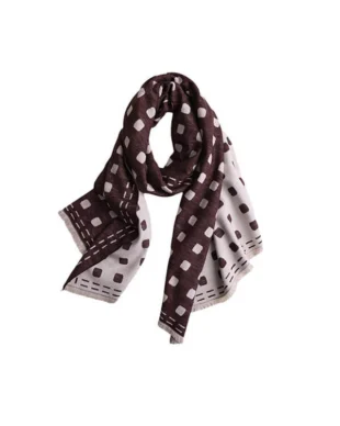 Carbon-Neutral Check Scarf - Zero-Waste Sueded Silk Artisan Limited Edition