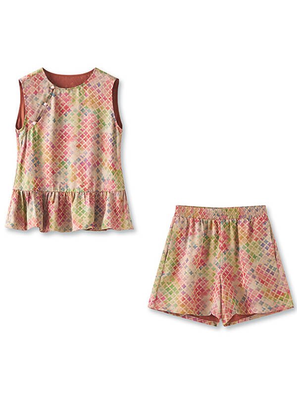 Clover Jacquard Vest Shorts Set 1