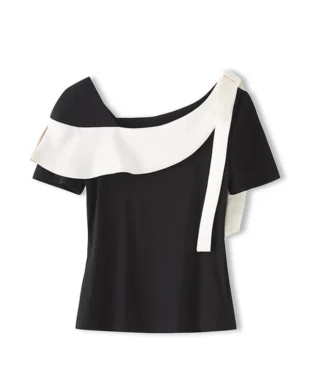 Color Block Asymmetric T-shirt