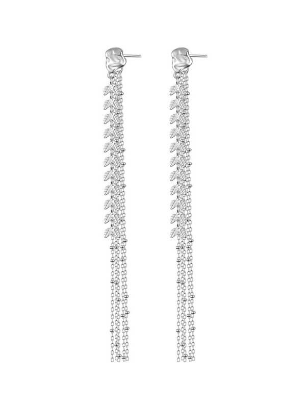 Convertible Leaf Tassel Earrings 3-Way Wear - Gold Dangle Drop for Women Boho Chic