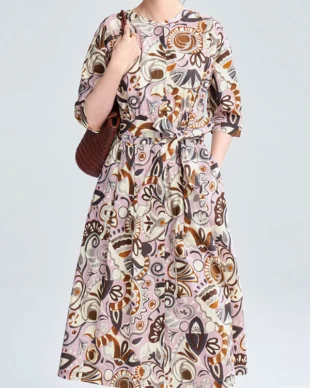 Cotton Printed Tie Dress