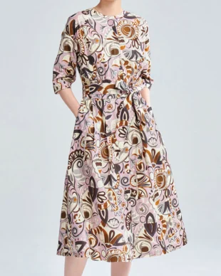 Cotton Printed Tie Dress