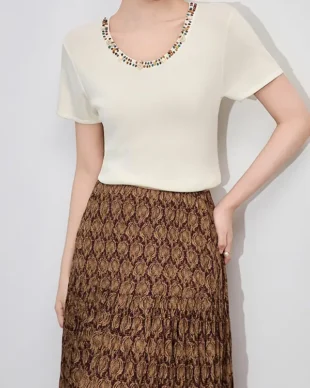 Crew neck cool knit top