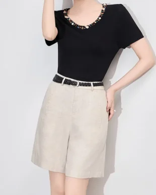 Crew neck cool knit top