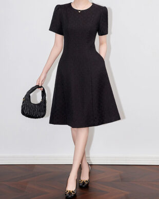 Crinkle Jacquard A-Line Dress