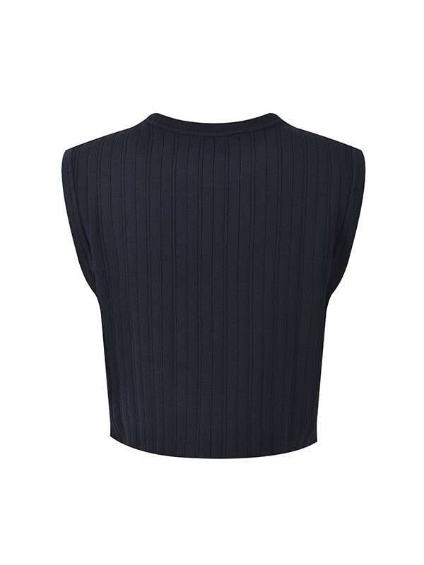 5-Way Convertible Patch Vest - Denim Knit Cropped to Scarf Transformer Travel