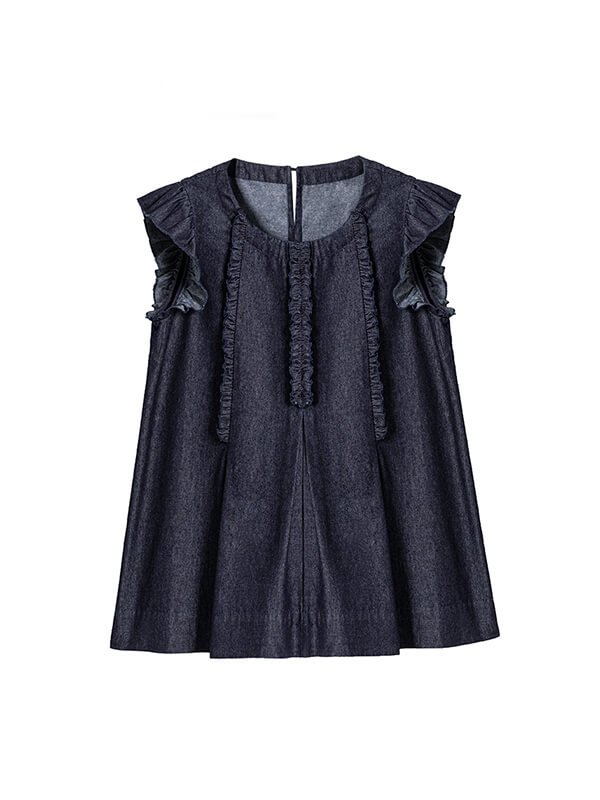 Denim Top with Ruffle Trim 1