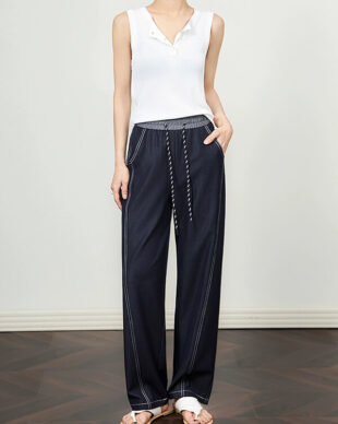 Drawstring Elastic Waist Jeans