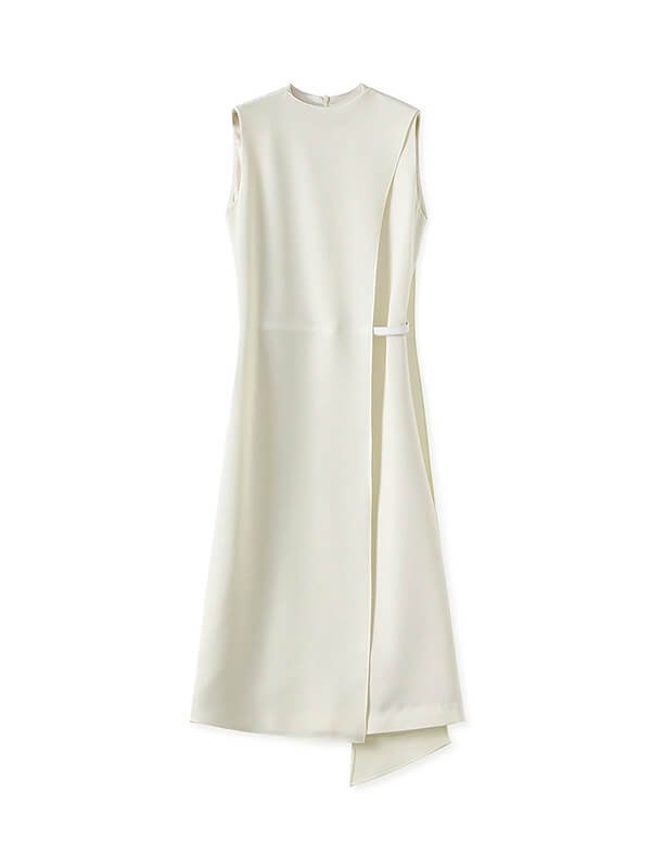 Breathable Tencel Midi Dress Women - Sustainable Detachable Sash Dress for Travel