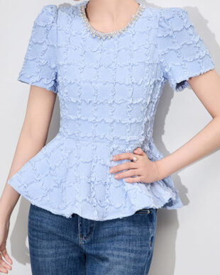 Embossed Pleated SeersuckerTop