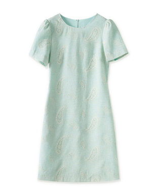 Embroidered Office-Ready Short-Sleeve A-Line Dress