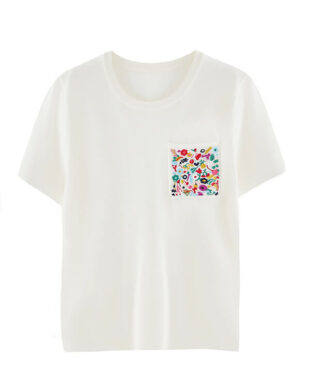 Embroidered casual knitted T-shirt