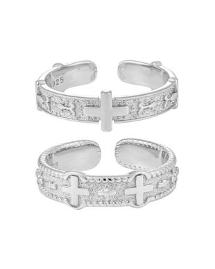 Engraved Cross Sterling Silver Ring