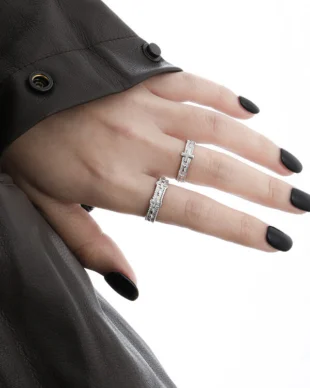 Engraved Cross Sterling Silver Ring