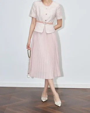 Fake Two-piece Pleated Dress