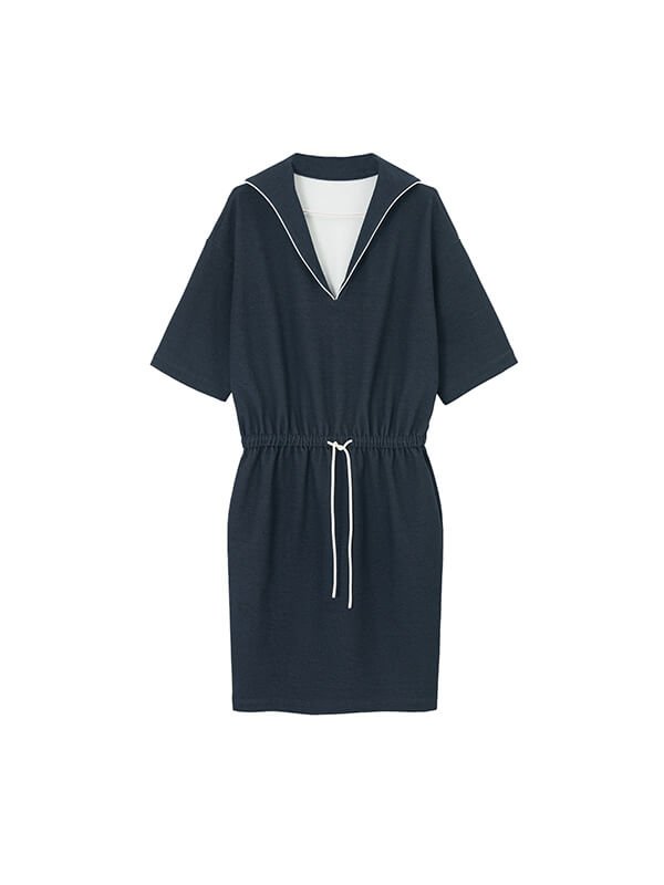 Fall Wool-Blend Dress with Contrast Trim 1
