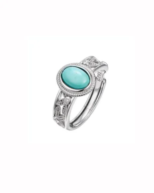 Filigree S925 Sterling Silver Turquoise Ring