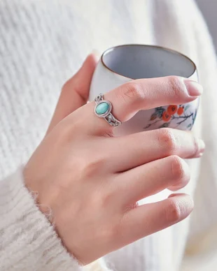 Filigree S925 Sterling Silver Turquoise Ring