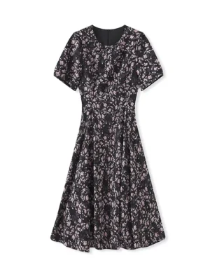 Floral Puff-Sleeve Wrap Dress