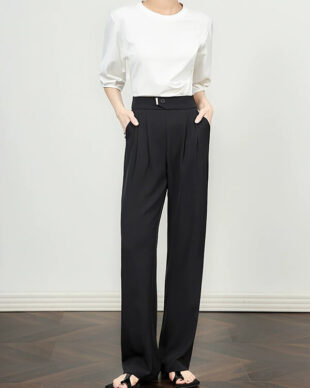 Cooling Fluid Slimming Relaxed Wide-Leg Trousers
