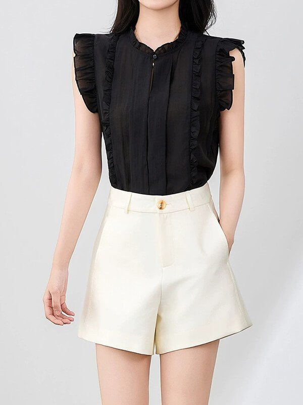 Eco-friendly tencel lace top with french vintage detailing and breathable weave