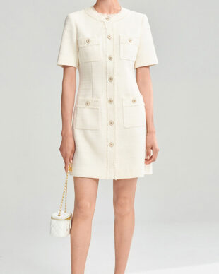 French Style Fringe Cinched Waist Dress