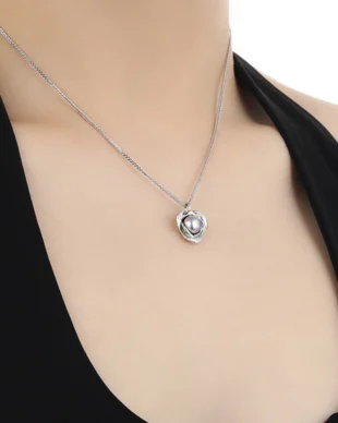 Unimproved Meadow Pearl Necklace - Sterling Silver Wildflower Motif Sustainable Biophilic Jewelry