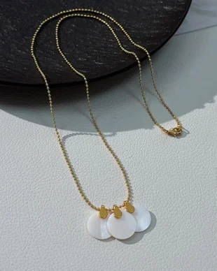 Genuine Mother-of-Pearl Round Disc Pendant Necklace