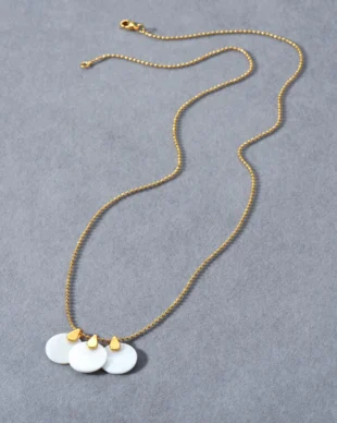 Genuine Mother-of-Pearl Round Disc Pendant Necklace