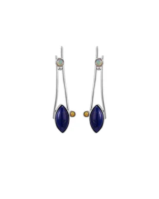 Geometric Lapis Lazuli Sterling Silver Earrings