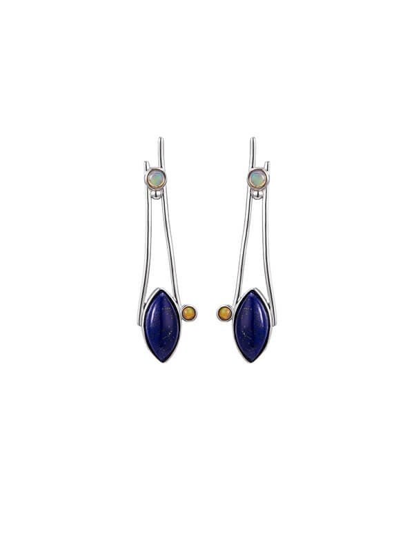 Geometric Lapis Lazuli Sterling Silver Earrings 1
