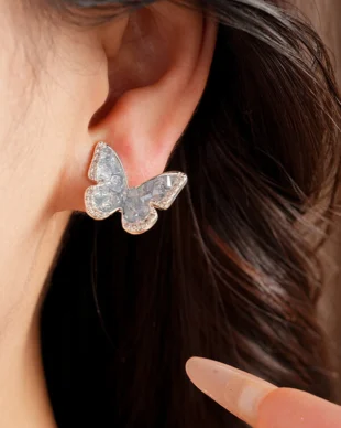 Gradient Zircon Blue Butterfly Earrings