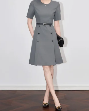 Gray business A-line dress