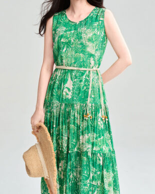 Green Printed Holiday Dress
