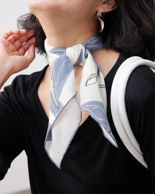 Grey Hand-rolled Silk Scarf