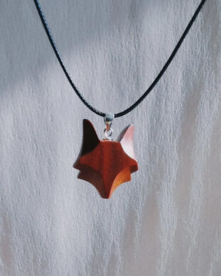 Hand Carved Sandalwood Fox Necklace